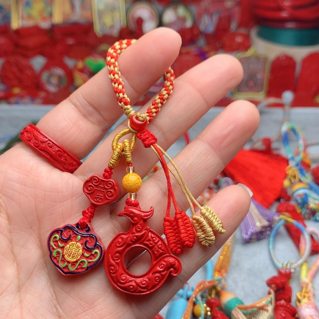 天然辰砂工艺品朱砂钥匙扣包包挂