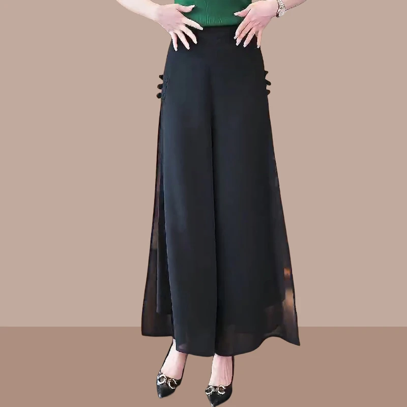 2025夏季新款裤子女士休闲裤爆款宽松阔腿裤冰丝裙裤薄款高腰垂感