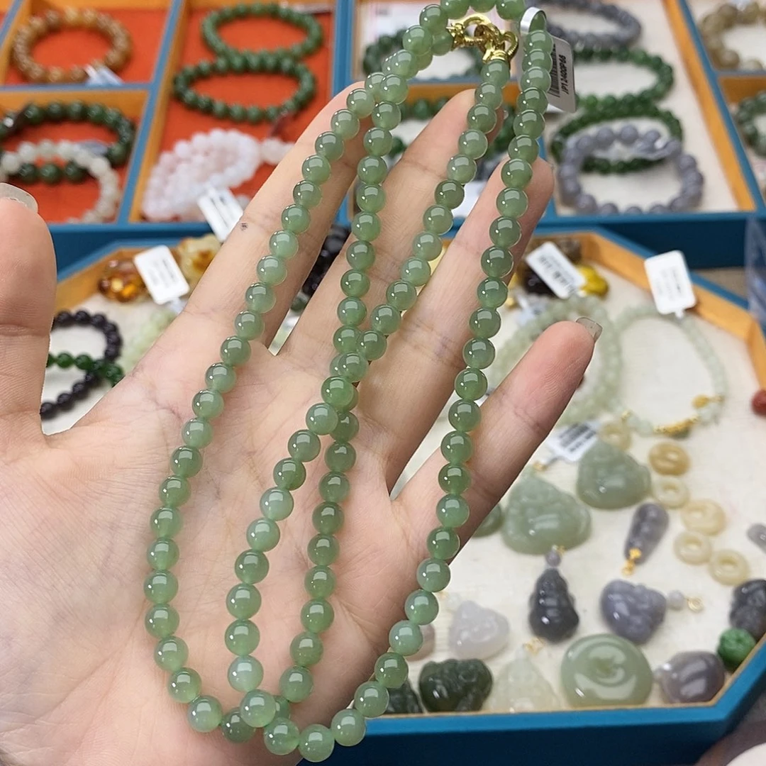 和田玉未镶嵌手链w39粉青16mm