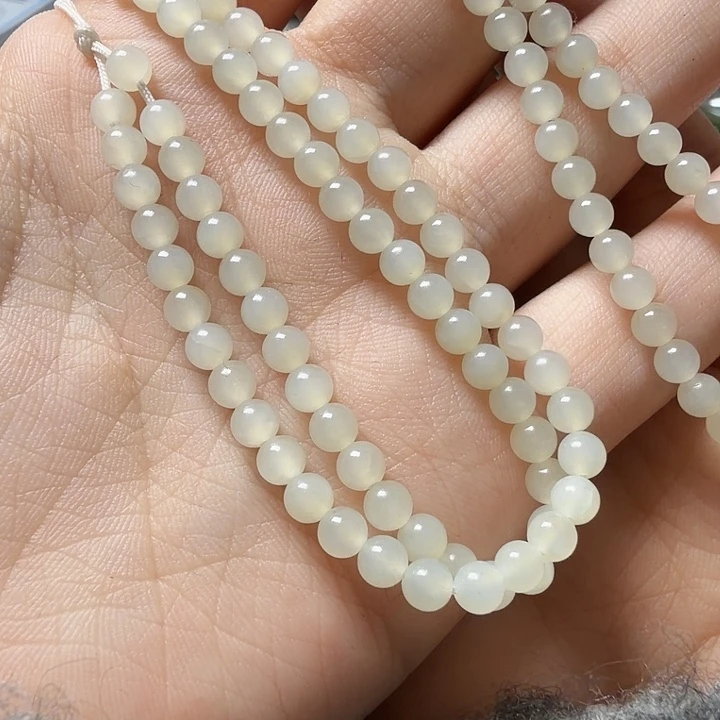 和田玉未镶嵌手链多圈白玉4mm