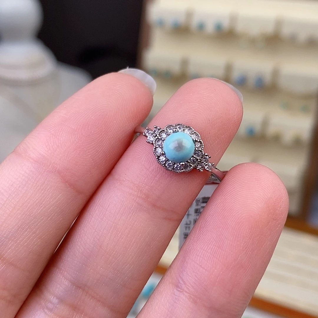 绿松石戒指银S925镶嵌