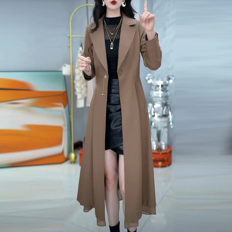 妈妈装中长款风衣2025春秋季新款修身显瘦时尚气质女装上衣外套