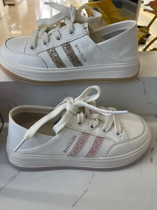 中跟素面休闲板鞋增高厚底白鞋厚底板鞋学生网面网红韩版平底