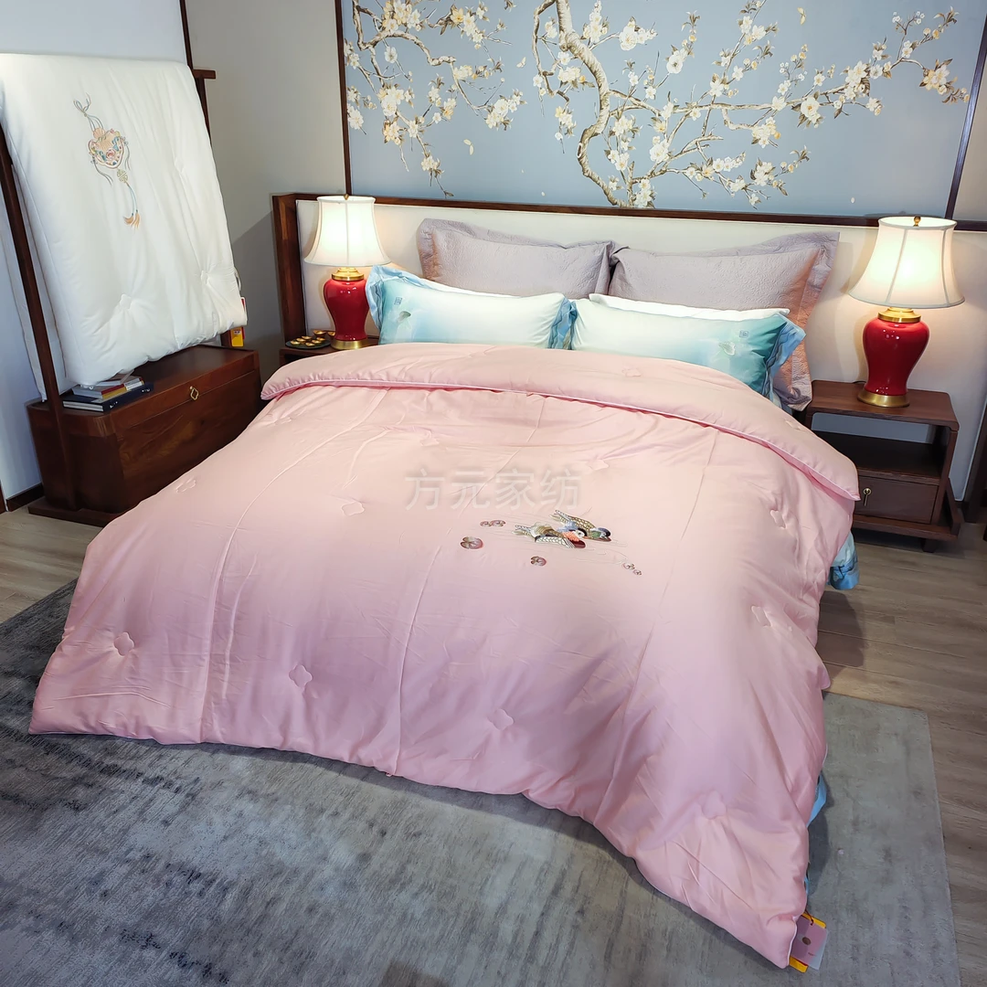 春秋被艾阳绒cqb乔迁婚嫁喜被高端磨毛苏绣风格加厚被子被芯绣花