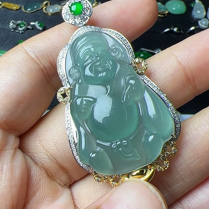 淇***淇翡翠18K金镶嵌吊坠(不含链)