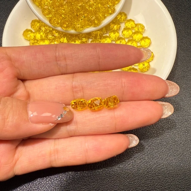 散珠W3060 金丝雀碧玺车轮切面算盘8x4MM*10颗