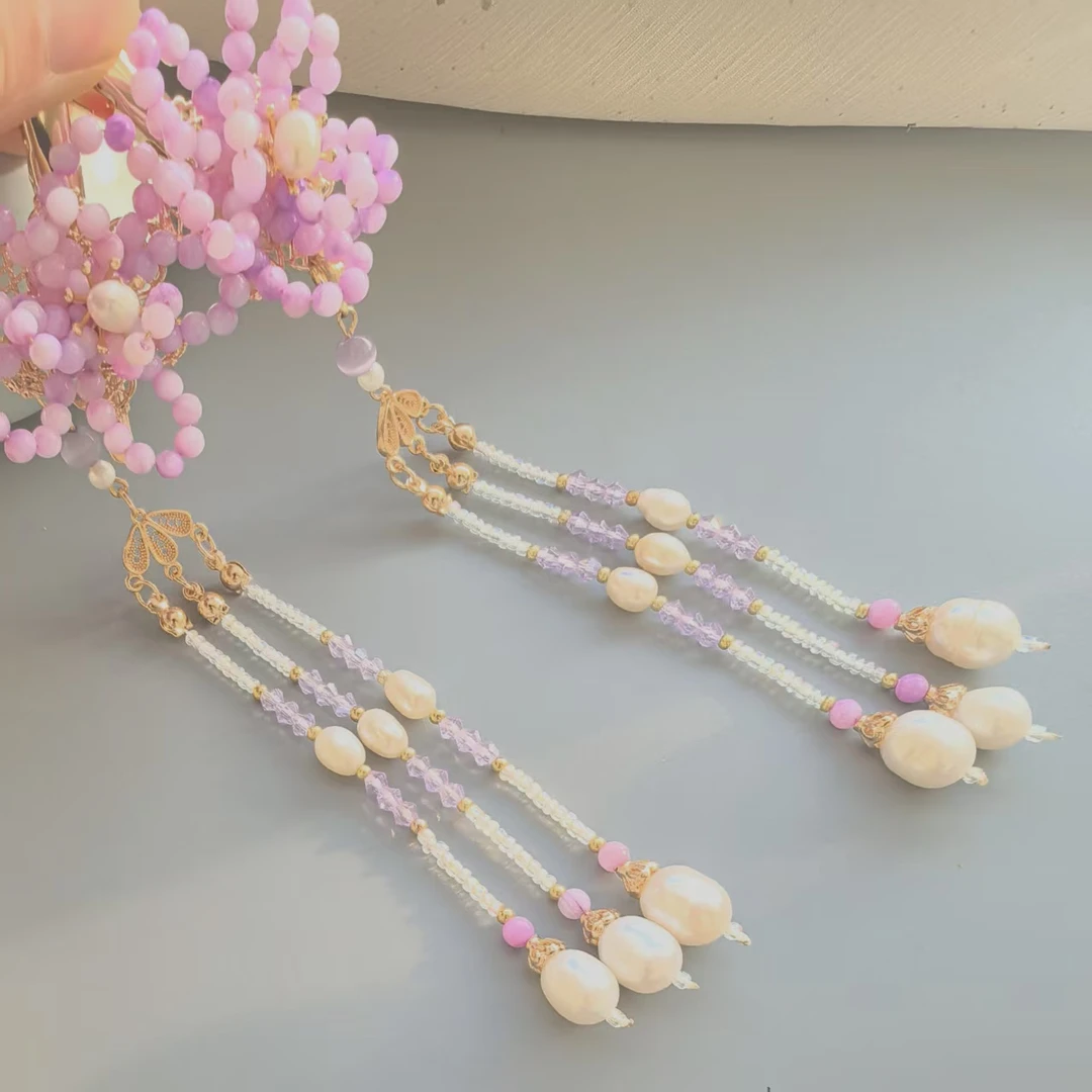 紫色贝壳流苏发夹