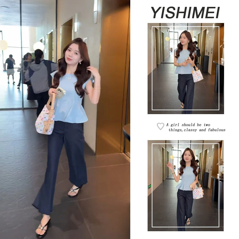 夏季穿搭一整套女2025新款气质减龄上衣显瘦百搭通勤裤子两件套