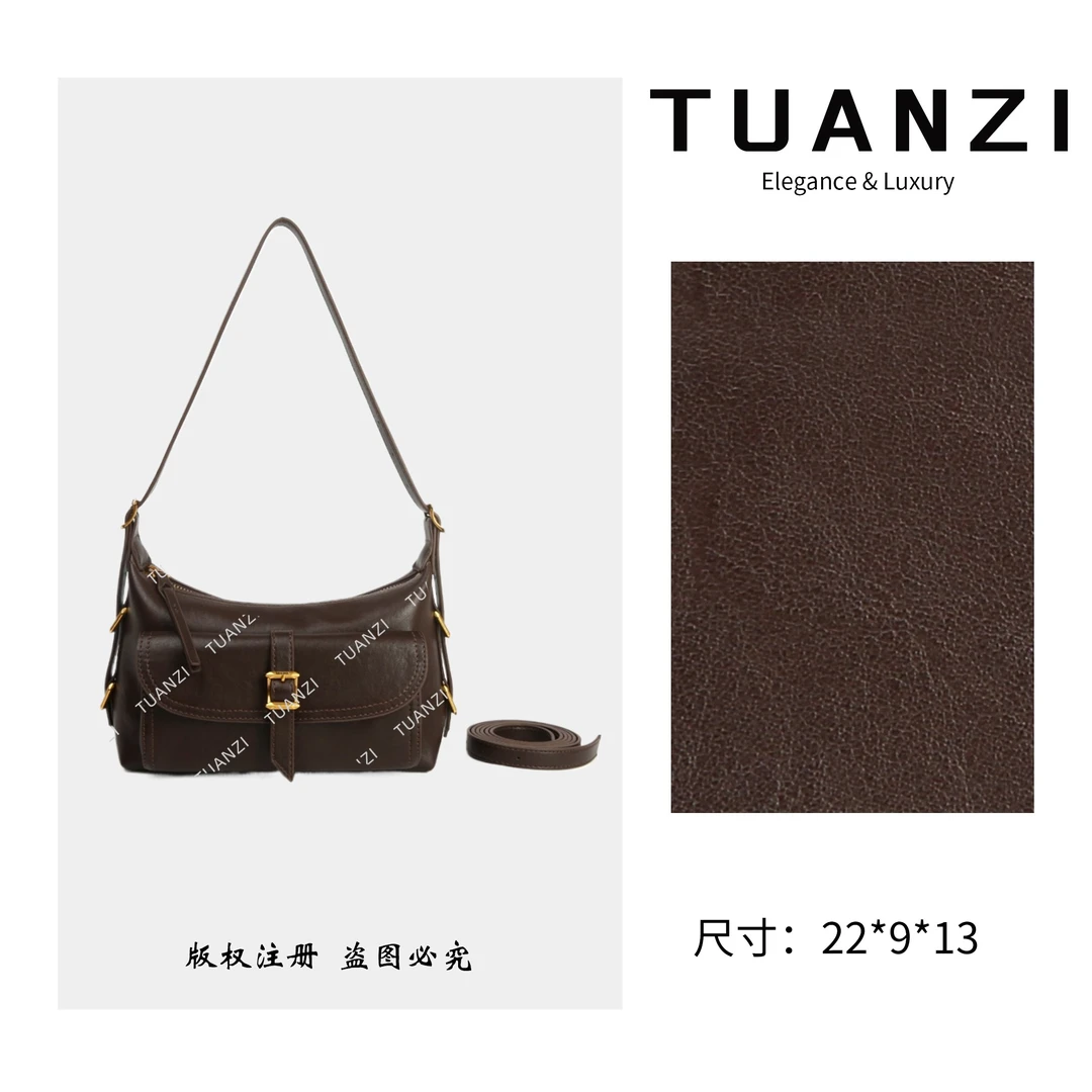 TUANZI『高端玩家』秋冬新款小众设计腋下机车包 SKL-5709-咖啡色
