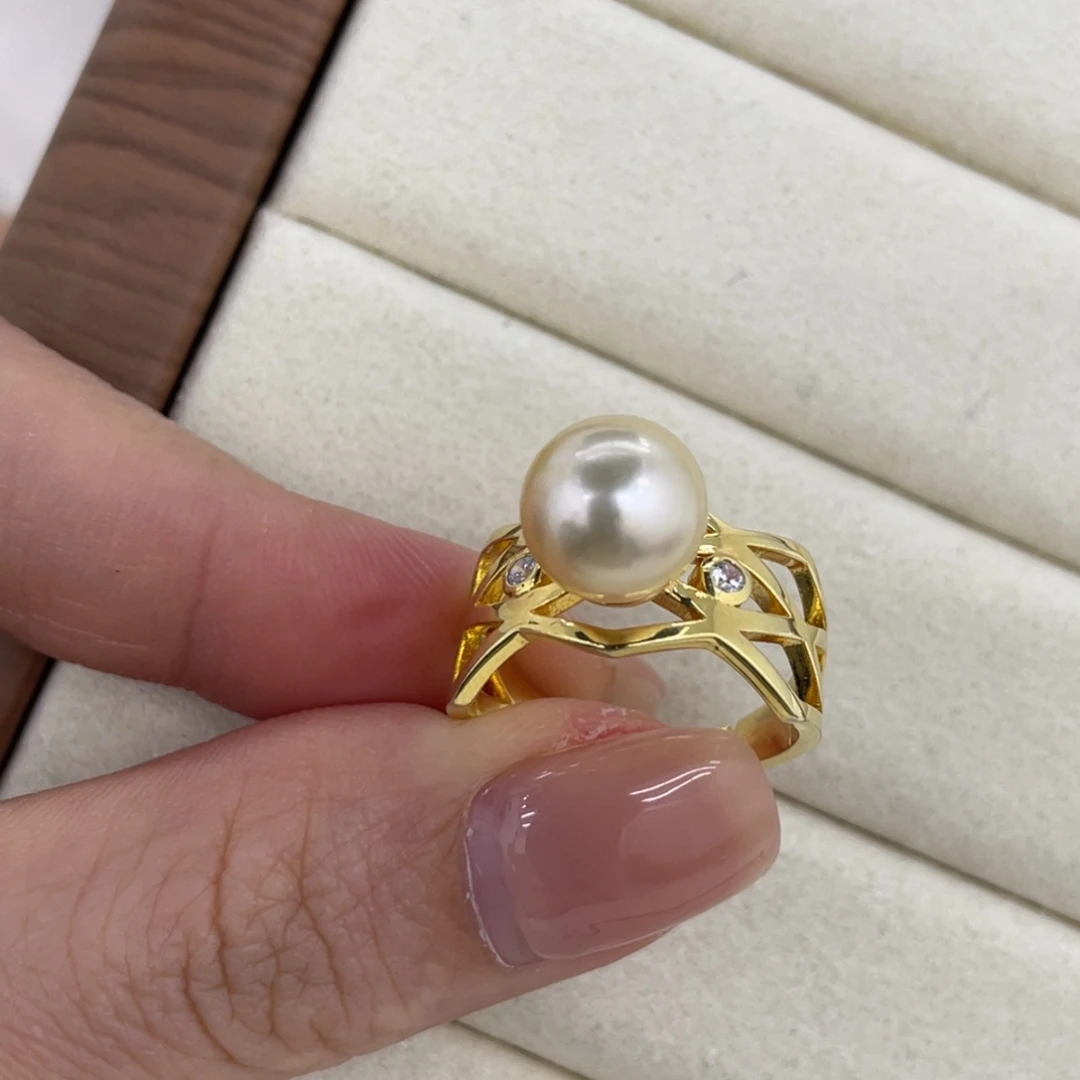 银S925镶嵌戒指海水珍珠