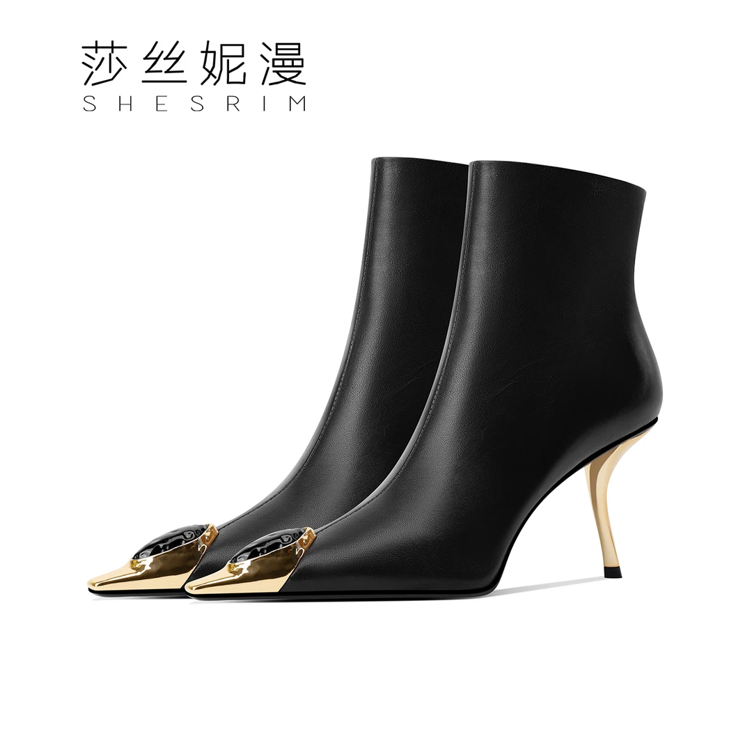 「女王权杖」高跟鞋女2025秋冬新款百搭气质女靴子细跟短靴单里绒里