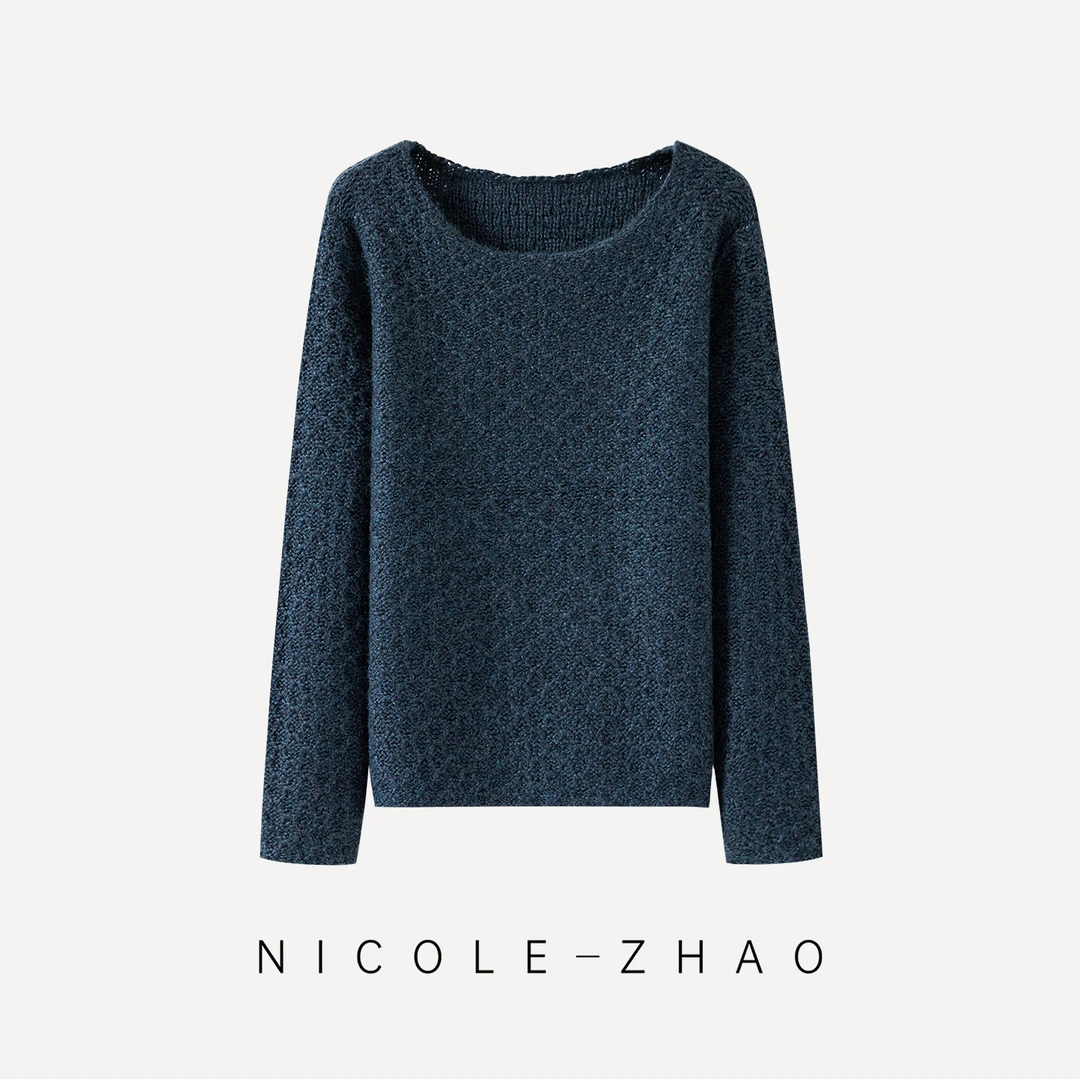 SA2454【贵姐NICOLE】2025秋冬款LP进口纱线马海毛上衣毛针织衫女