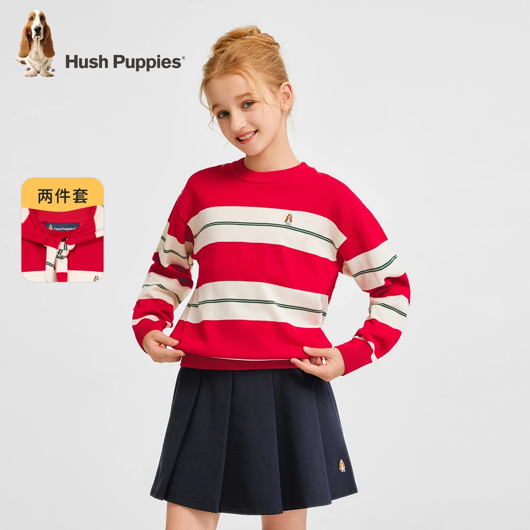 暇步士童装2025年新款儿童套头毛衣帽子可拆卸