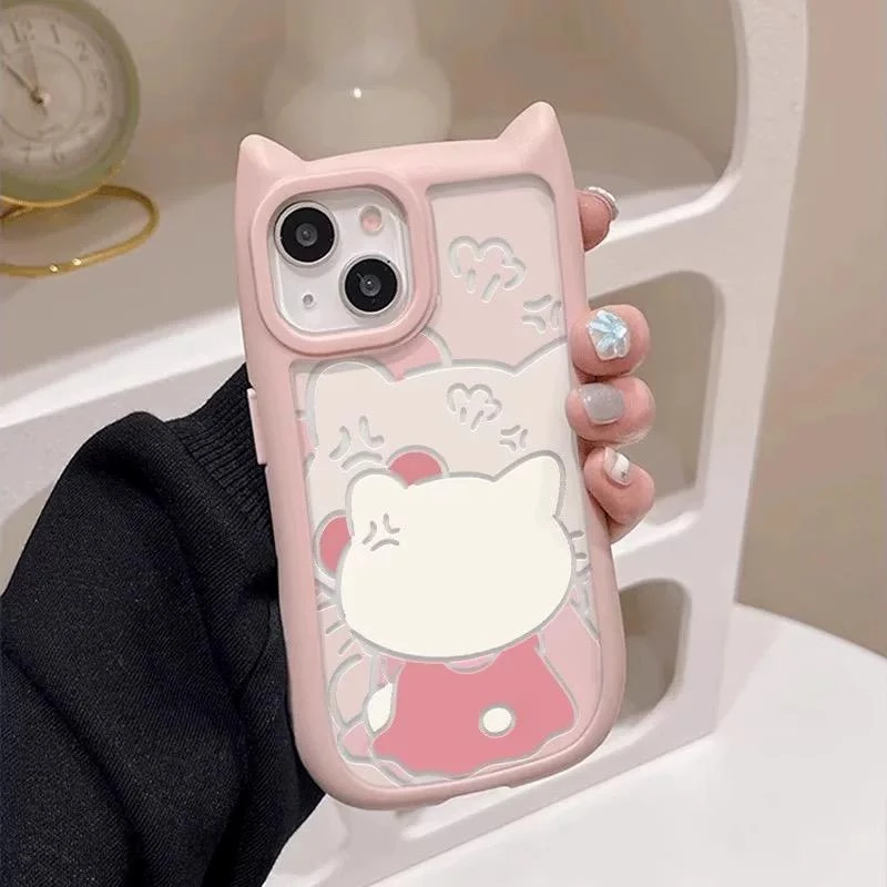 欧克里里背影KT猫适用iphone16/15promax猫耳朵手机壳14/13/12/11