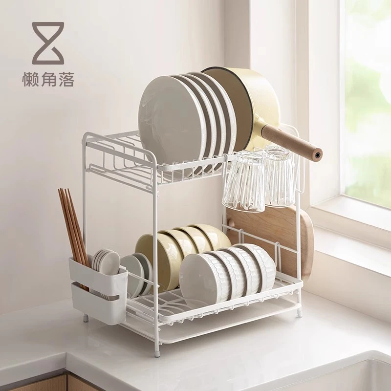 懒角落厨房置物架台面碗碟收纳架家用多功能沥水架碗筷收纳盒碗架