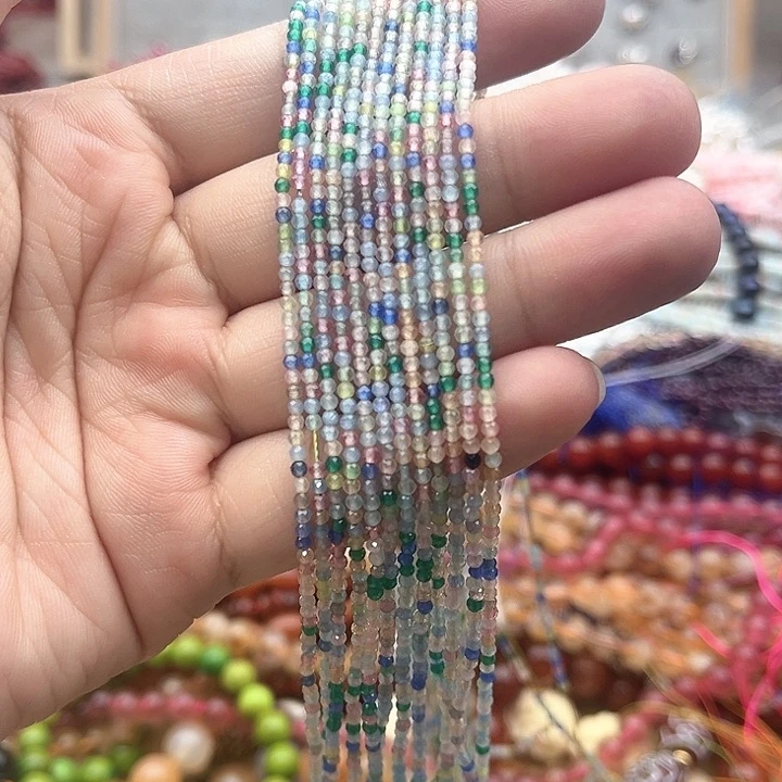 玛瑙/玉髓珠宝半成品未镶嵌2条2mm左右锆石刻面珠