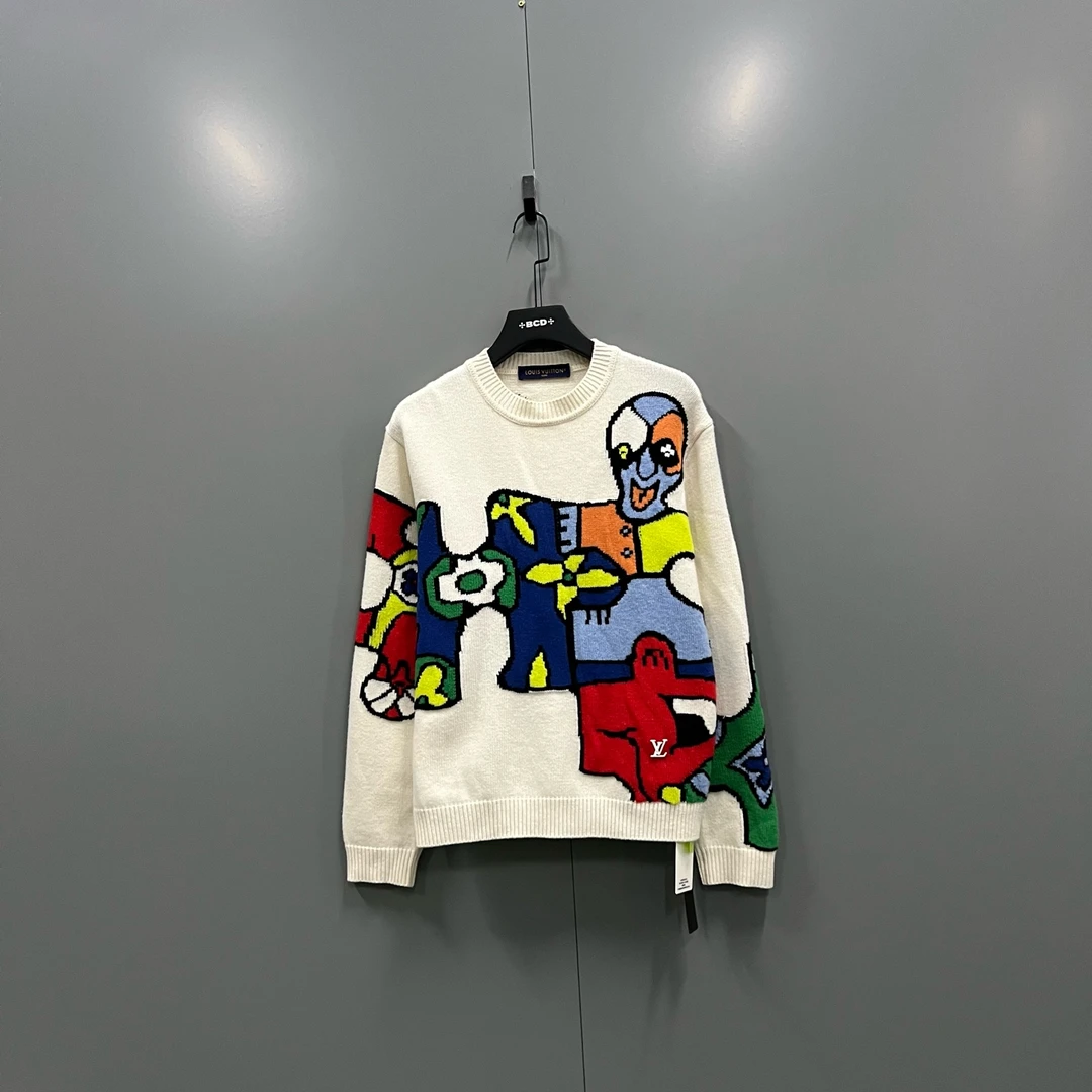 99新 LouisVuitton/路易威登 y09 卡通图案提花针织衫 M 608092