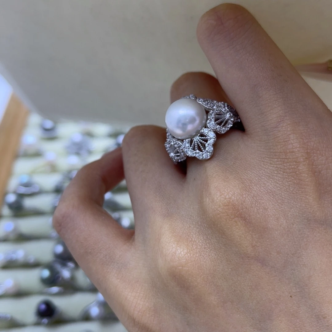 海水珍珠银S925镶嵌戒指