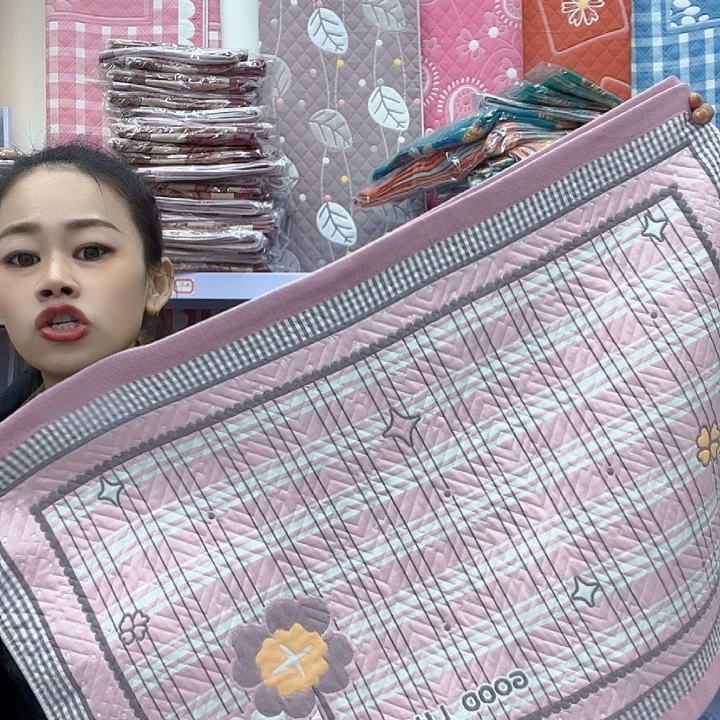 棉粉色格子花纯棉