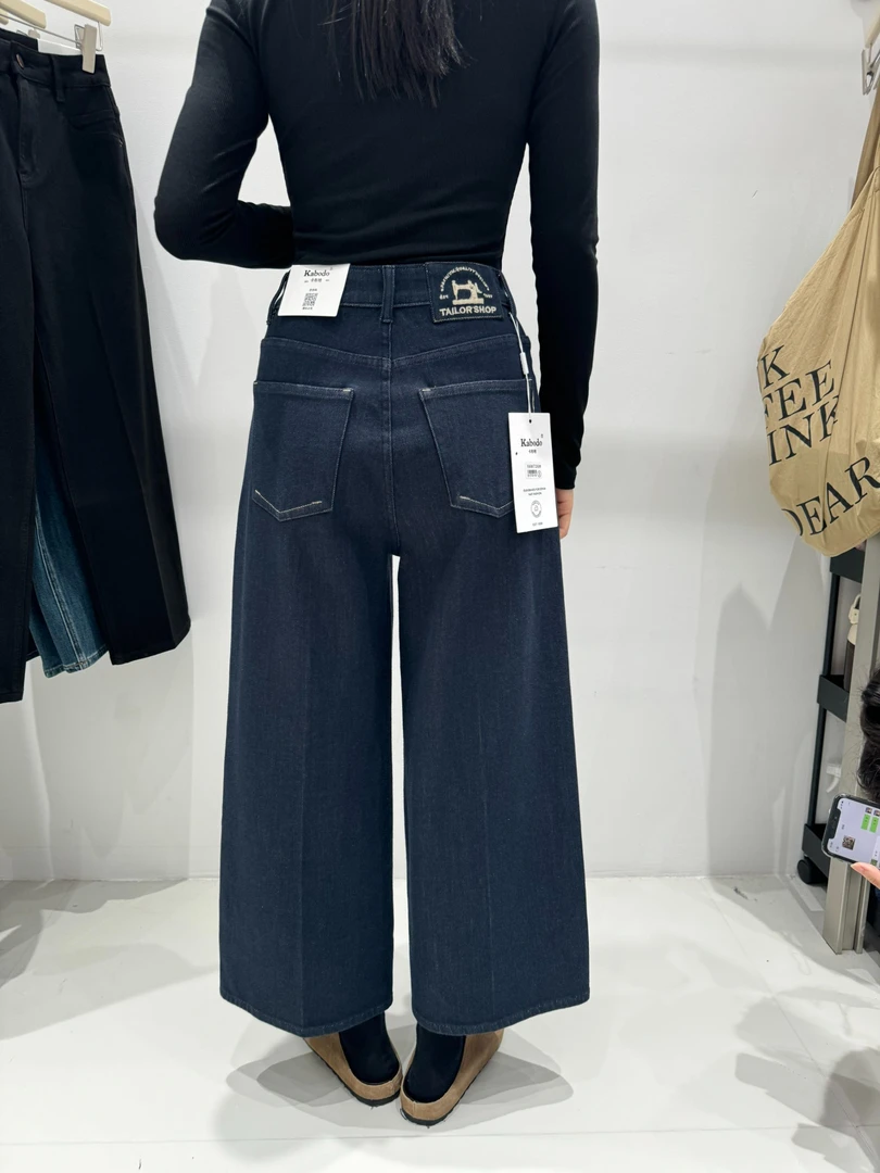 卡布68726阔腿牛仔裤女Kabodo早秋新款高腰宽松普洗色九分奶奶裤