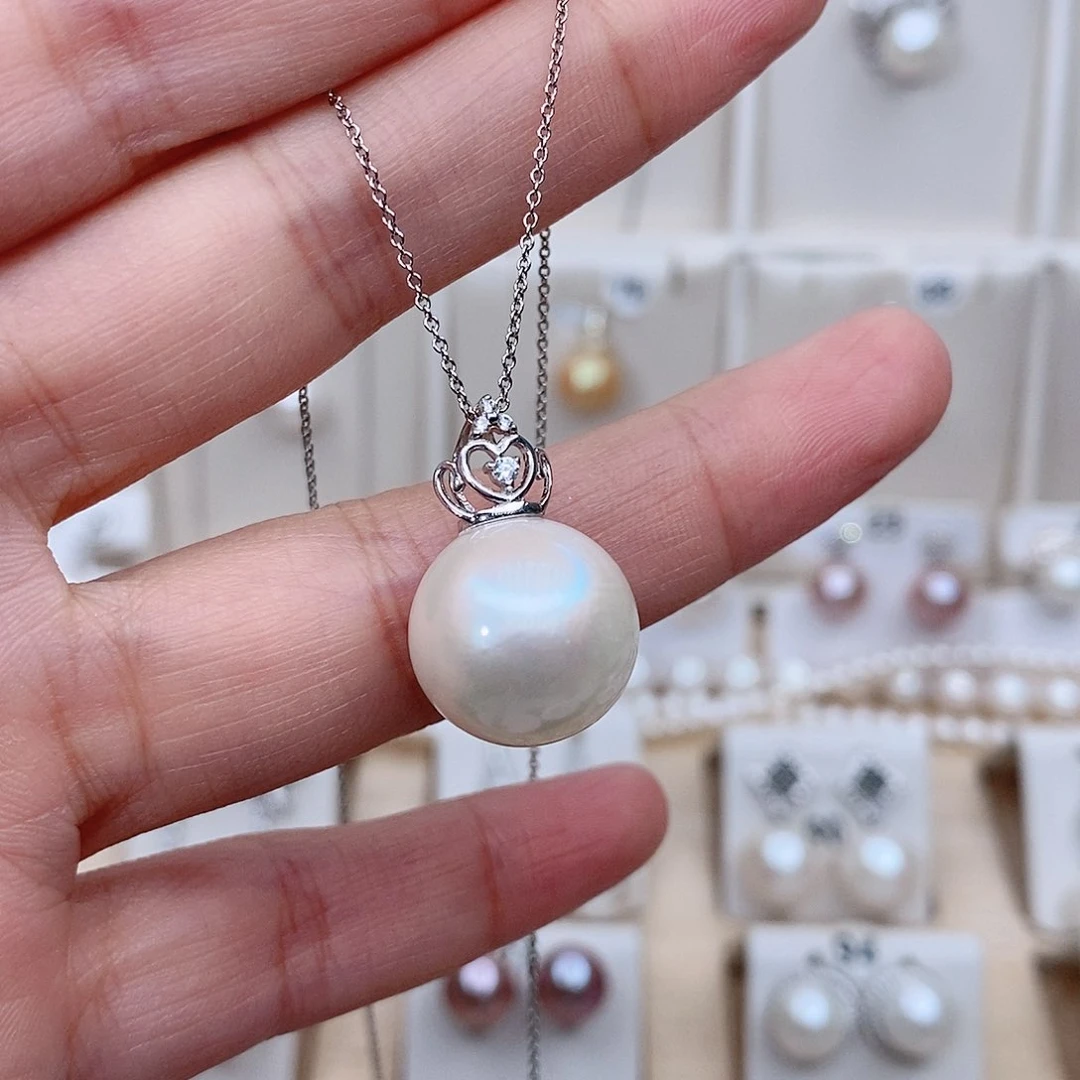 银S925镶嵌吊坠淡水珍珠