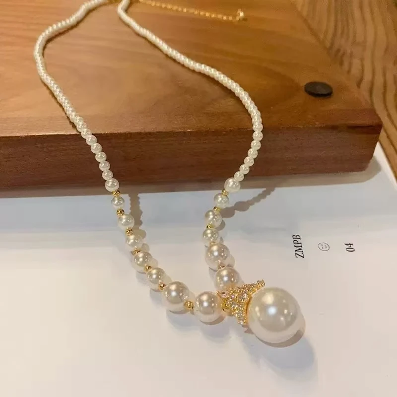 S115白色冰雪高级皇冠项链