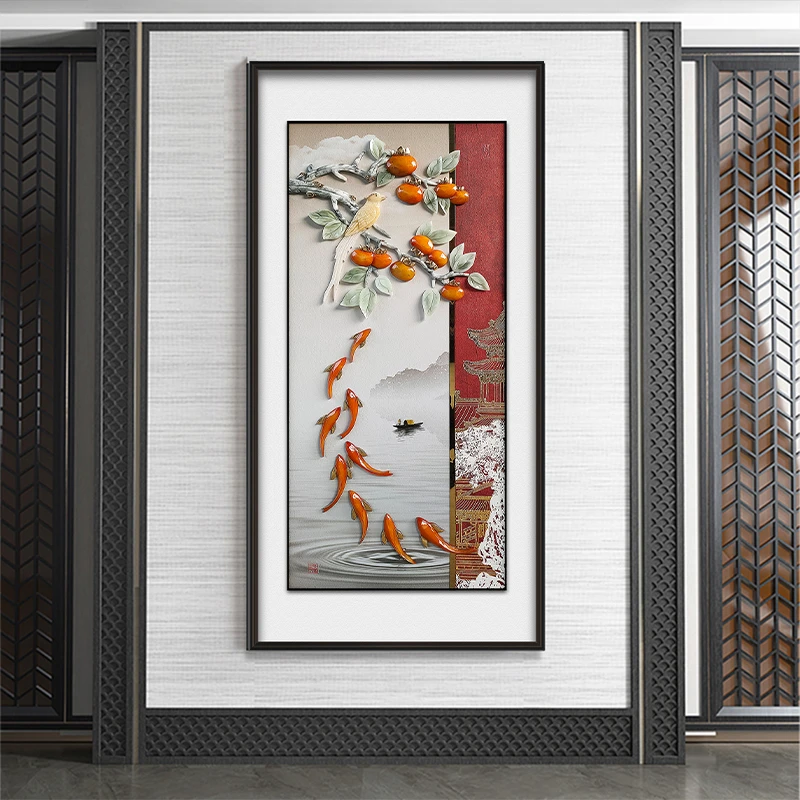 九头鸟手工玉雕画《事事如意》80x160