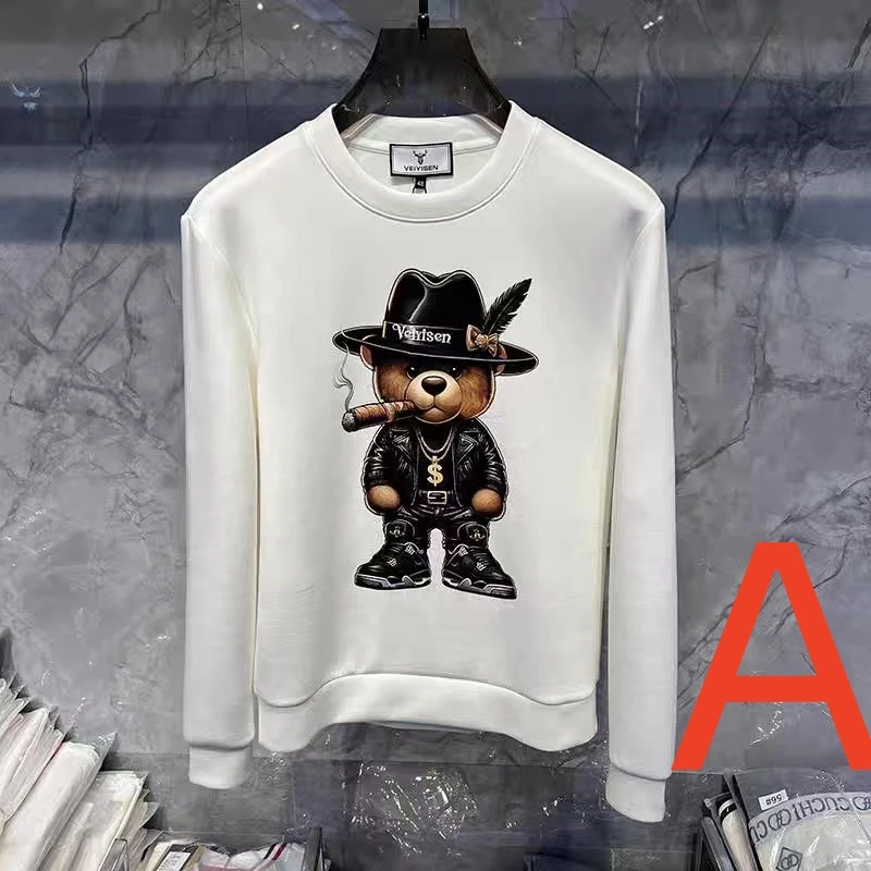 秋冬新款百搭潮流个性休闲运动圆领欧货长袖欧货重工男A