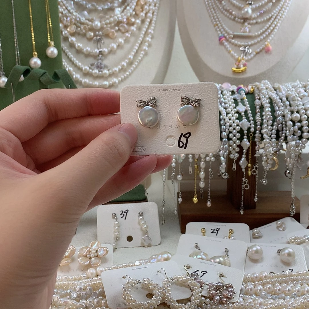 耳饰淡水珍珠银S925镶嵌