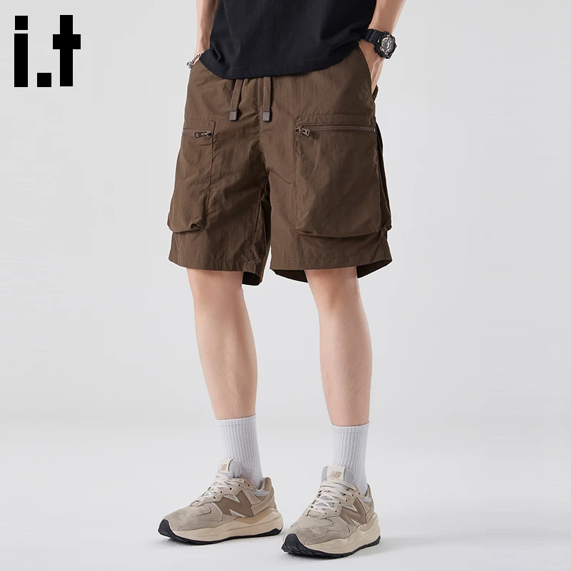 i.t:CHOCOOLATE户外工装短裤男2025夏季薄款宽松速干休闲五分裤子
