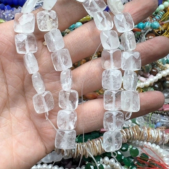 合金玛瑙/玉髓珠宝半成品半条12mm白水晶