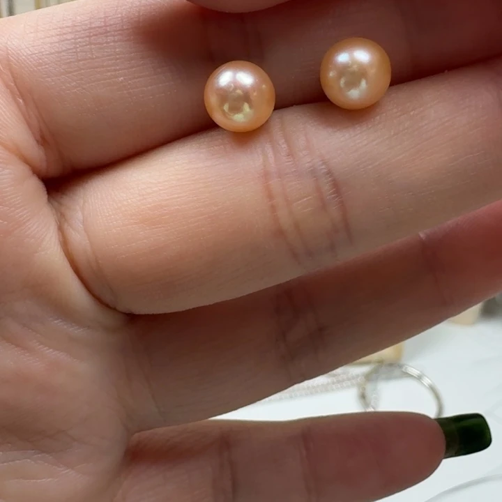 耳钉淡水珍珠银S925镶嵌