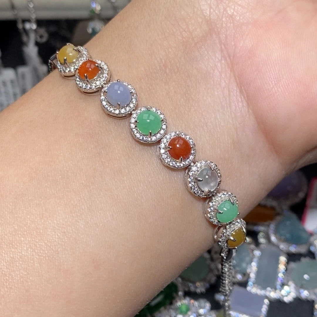 翡翠手链银S925镶嵌j jj o