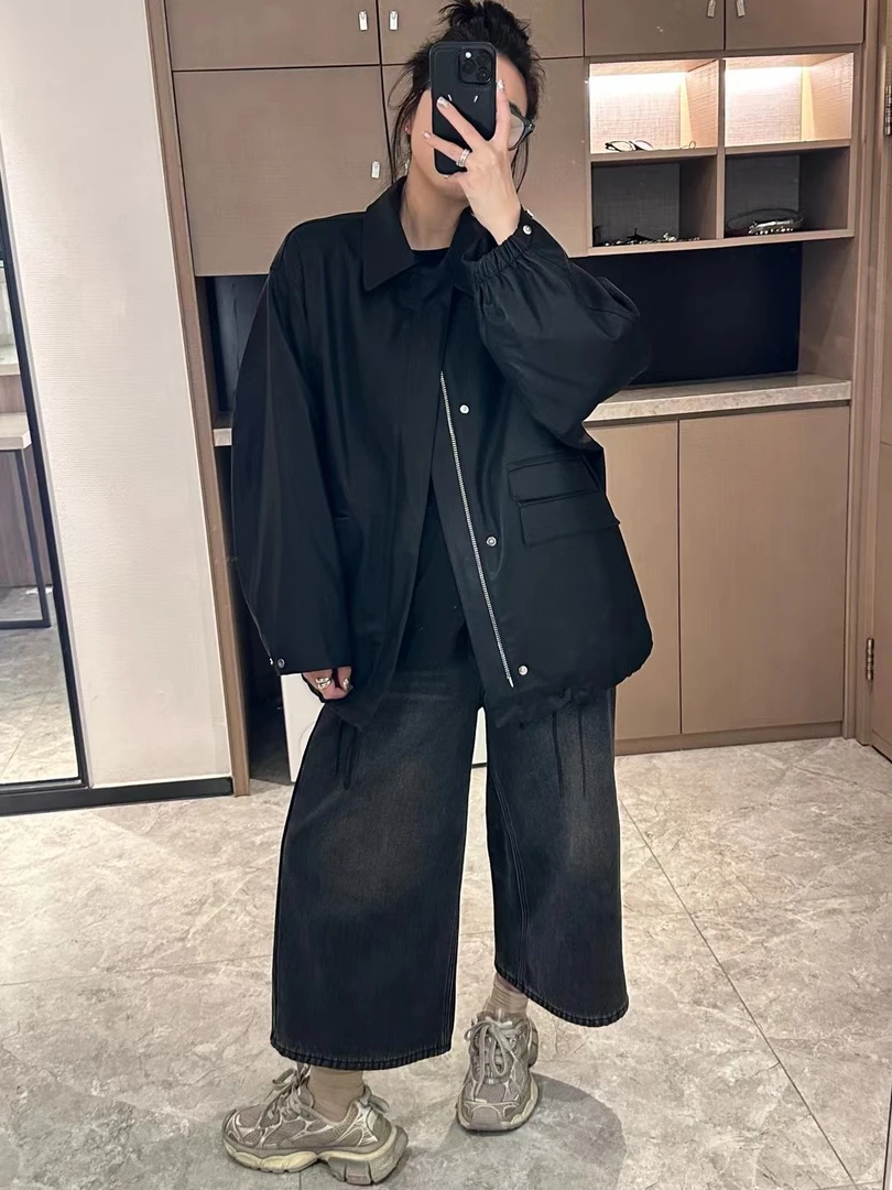 25早春设计感双兜盖款软皮衣外套PU皮衣