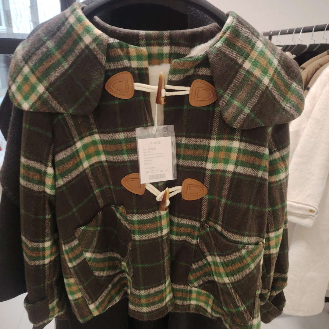 短传毛呢外套冬款洋气绿色加厚