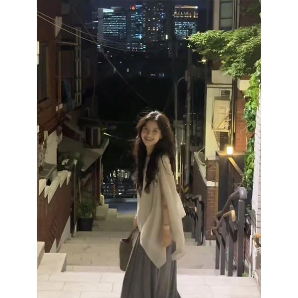 亚麻披肩凉感开衫女外搭松弛感防晒夏季薄款罩衫长裙垂感套装