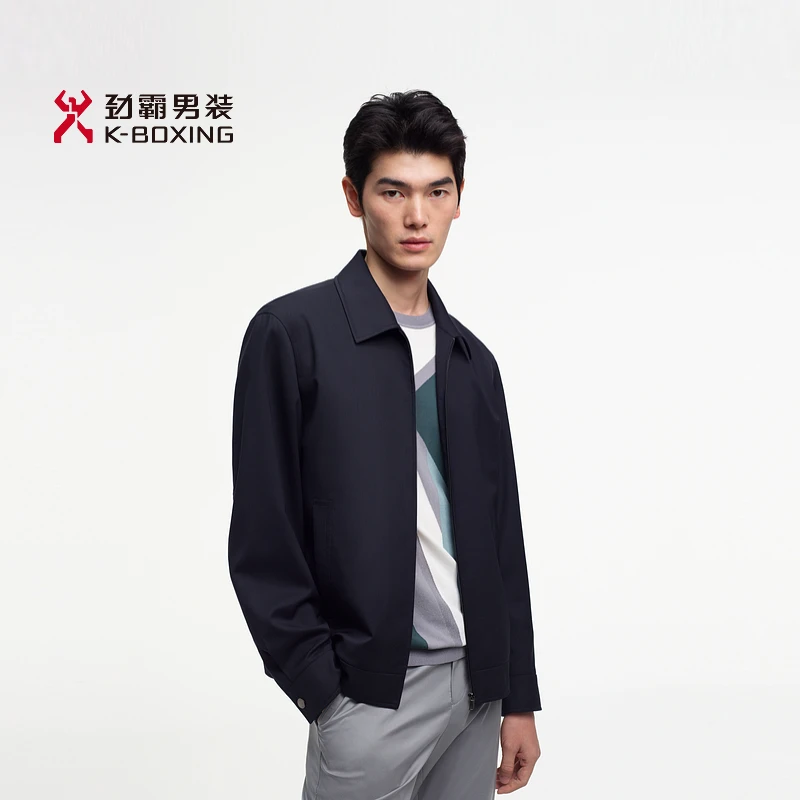 【精纺羊毛】劲霸男装春季时尚高端休闲行政翻领茄克外套┃BKDE1170