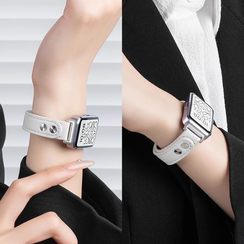 适用华为手环10新款皮质表带荣耀手环9钉扣智能手环8替换腕带舒适