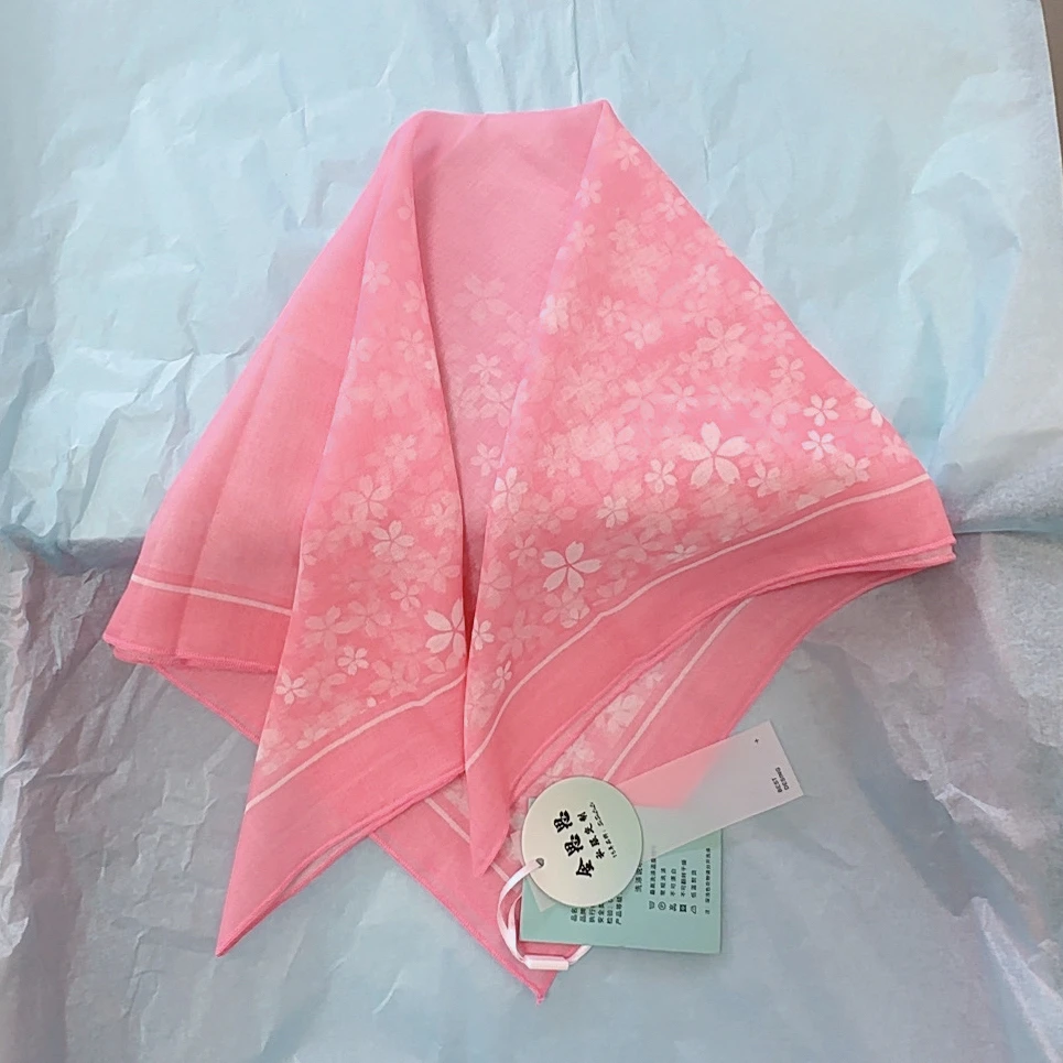 【私服定制】樱花粉小方巾女春秋季百搭薄款透气丝巾装饰领巾发带