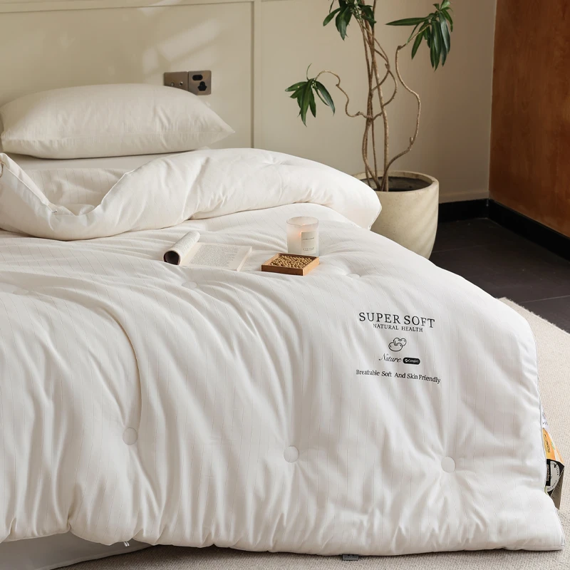 墨馨！洋绒棉竖条急暖磨毛加厚保暖冬被 学生春秋被 单人夏凉被