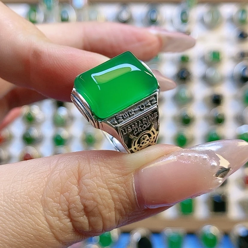 【闪购商品】玛瑙/玉髓戒指银S925镶嵌不*气