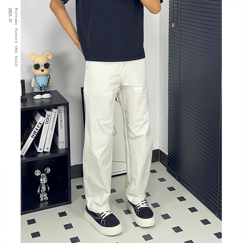 春夏显瘦百搭弯刀裤男美式潮牌ins阔腿休闲裤2025爆款微喇长裤