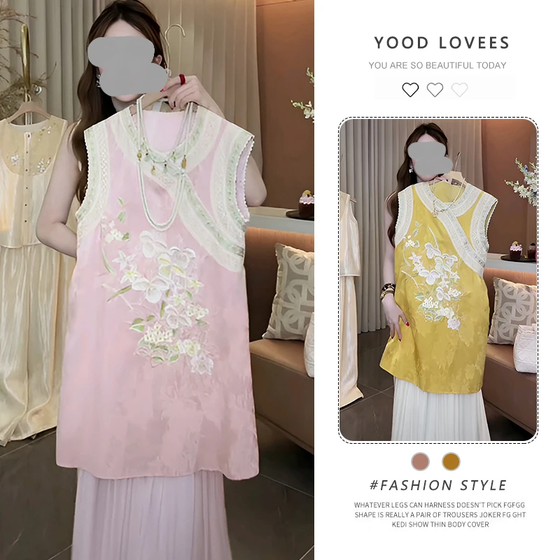 新中式国风斜襟连衣裙女夏季2026新款时尚显瘦薄款无袖背心裙潮