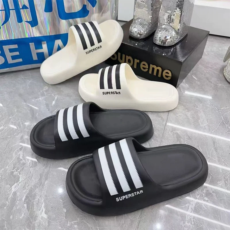 三道杆厚底一字拖鞋情侣凉拖鞋网红时尚休闲软底男士百搭个性外穿