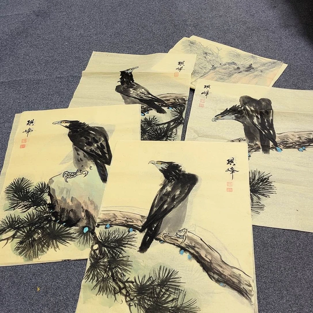 国画孙琪峰雄鹰图46x70任发一幅