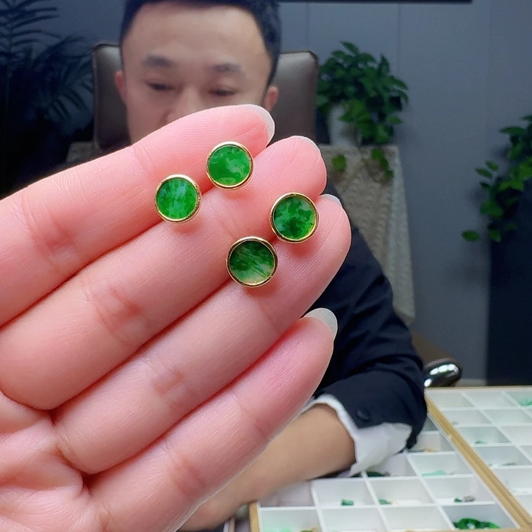 翡翠银S925镶嵌耳饰多样性发货其一
