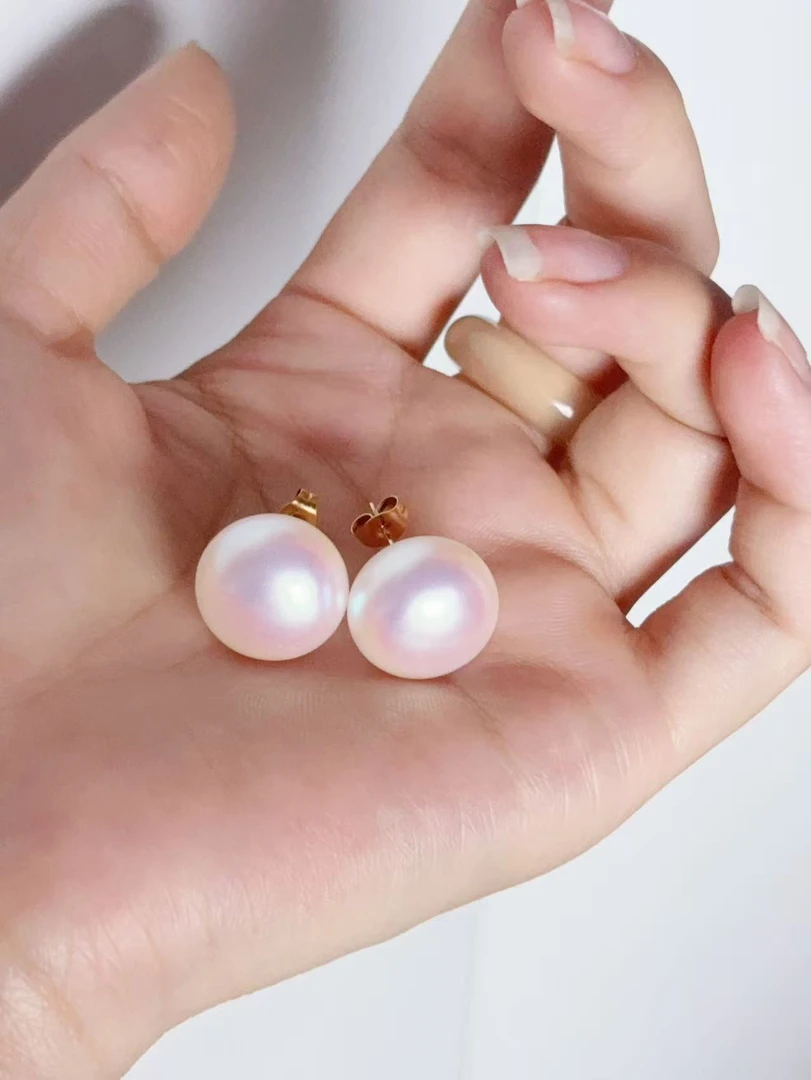 钛钢仿珍珠耳饰 【Kiss娜】钛钢3602时尚人鱼姬15mm贝珠耳钉