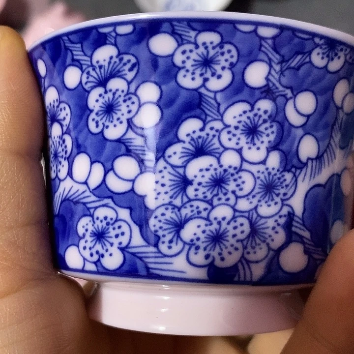 摆件陶红稀土青花冰梅可乐杯