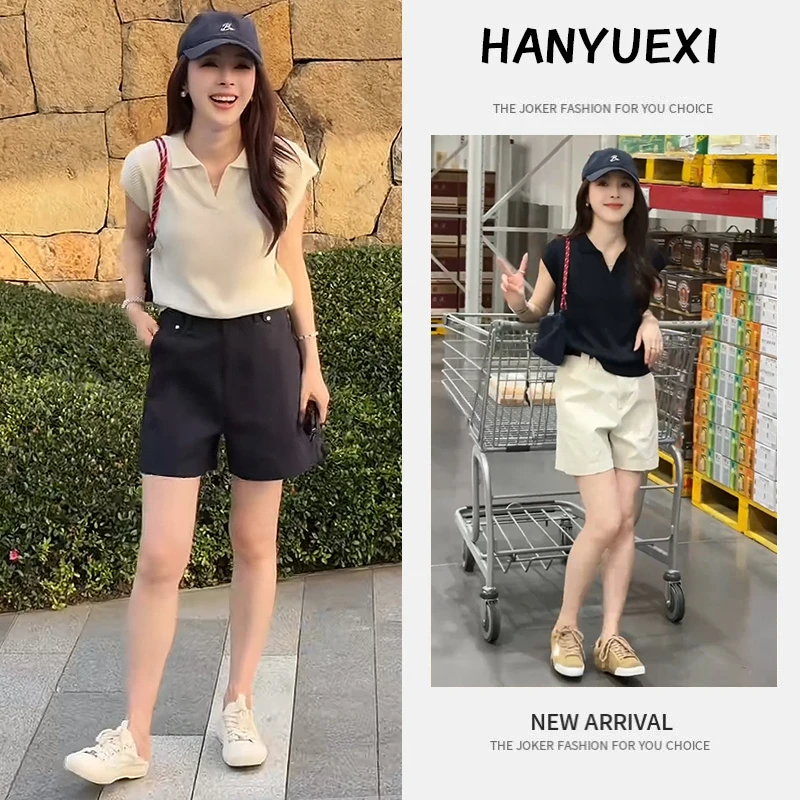 夏季时尚一整套女装2025新款洋气薄款翻领短袖上衣休闲短裤两件套