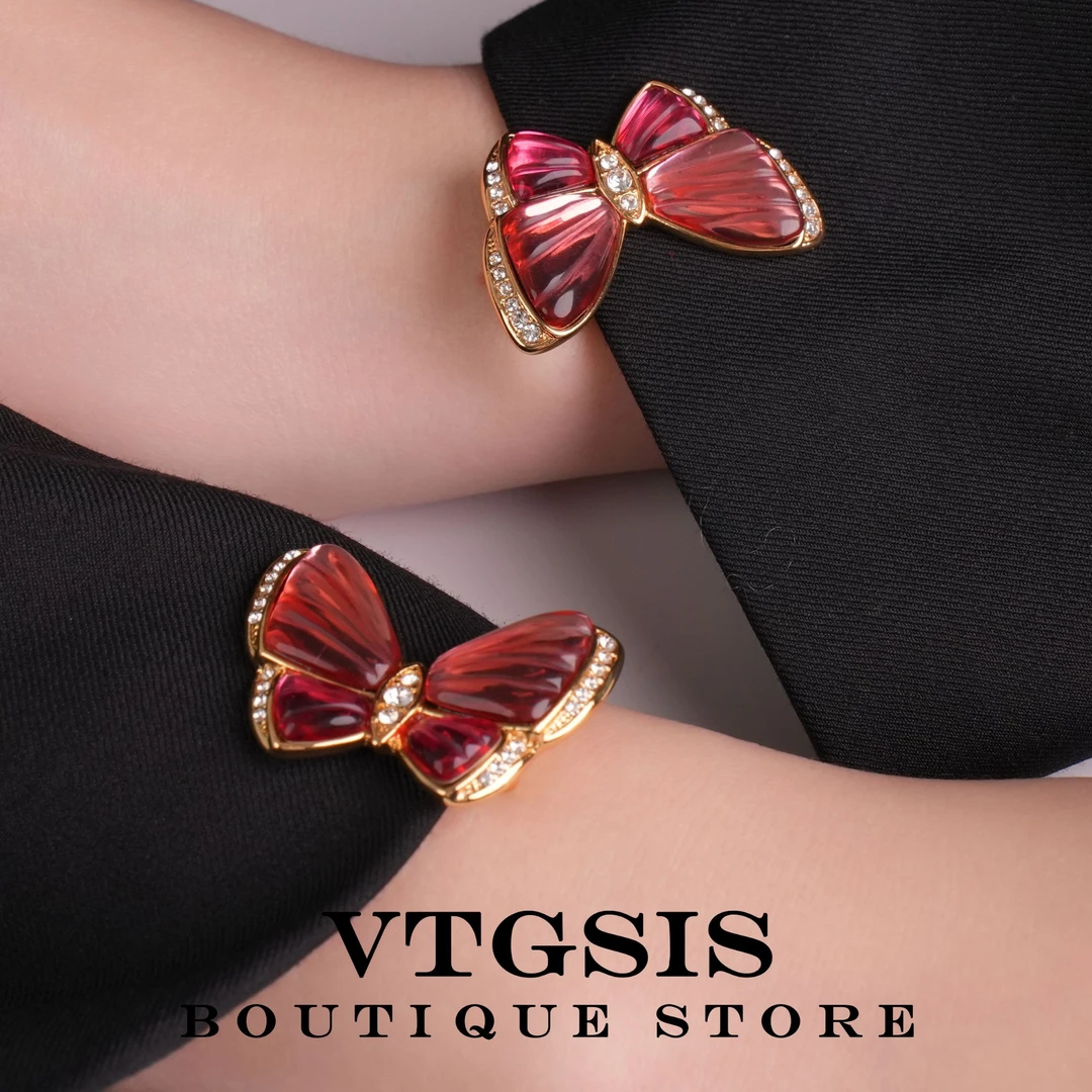 VTGSIS 合金琉璃胸针 宫廷风琉璃蝴蝶胸针女高级感领夹胸花51120